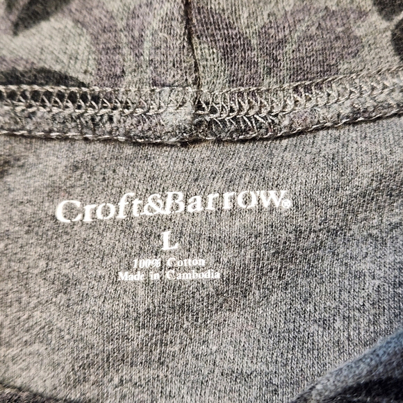 Croft & Barrow Pull-Over Mock Turtleneck Gray Black Cotton Large - Picture 7 of 7